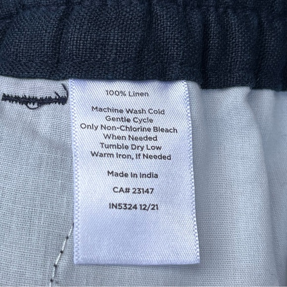 Talbots Women’s 100% Linen Navy Blue Cropped Wide Leg Drawstring Pants Size M - Picture 7 of 7